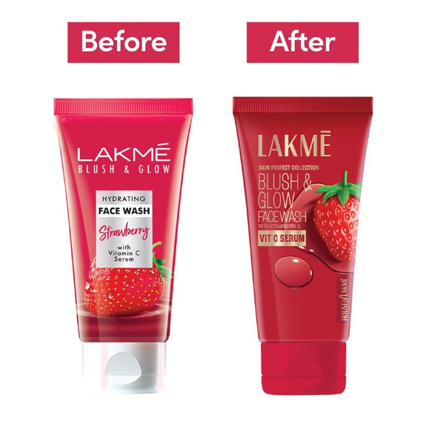 Lakme Blush & Glow Hydrating Strawberry Facewash, with Vitamin C Serum