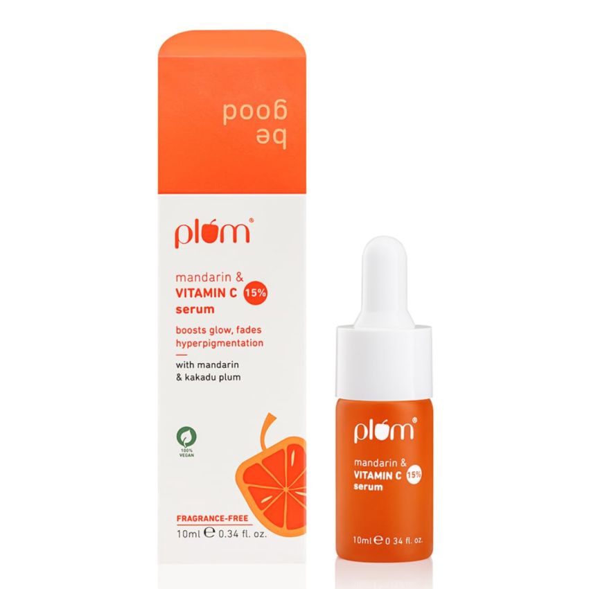 Plum 15% Vitamin C Serum for Glowing Skin | for Oily, Dry & Combination Skin | Reduce Pigmentation & Dark Spot |with Mandarin | Non-Irritating, Hydrating & Soothing | Face Serum for Men & Women | 10ml
