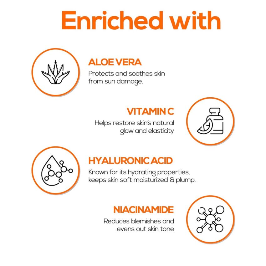 RENEE Glowscreen SPF 50 Sunscreen Cream - 50ml, PA++++ UVA & UVB Protection, Hyaluronic Acid & Vitamin C Enriched | Non-Greasy, Quick Absorbing Matte Formula, No White Cast - Ultimate Skin Protection