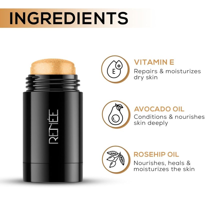 RENEE Hot Shot Face & Body Glowstick 30gm, Moisturizing, Weightless, Shimmery Finish Illuminating Stick | Infused With Rosehip & Avocado Oil, Boosts Skin Radiance Instantly