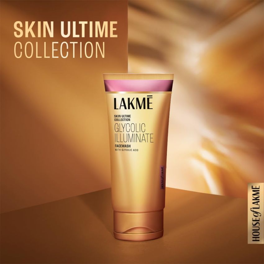 Lakme Glycolic Illuminate Facewash with Glycolic Acid | Glycolic Acid Face Wash for Exfoliating Dull Skin | Gentle Cleanser for Glowing Skin 100gm