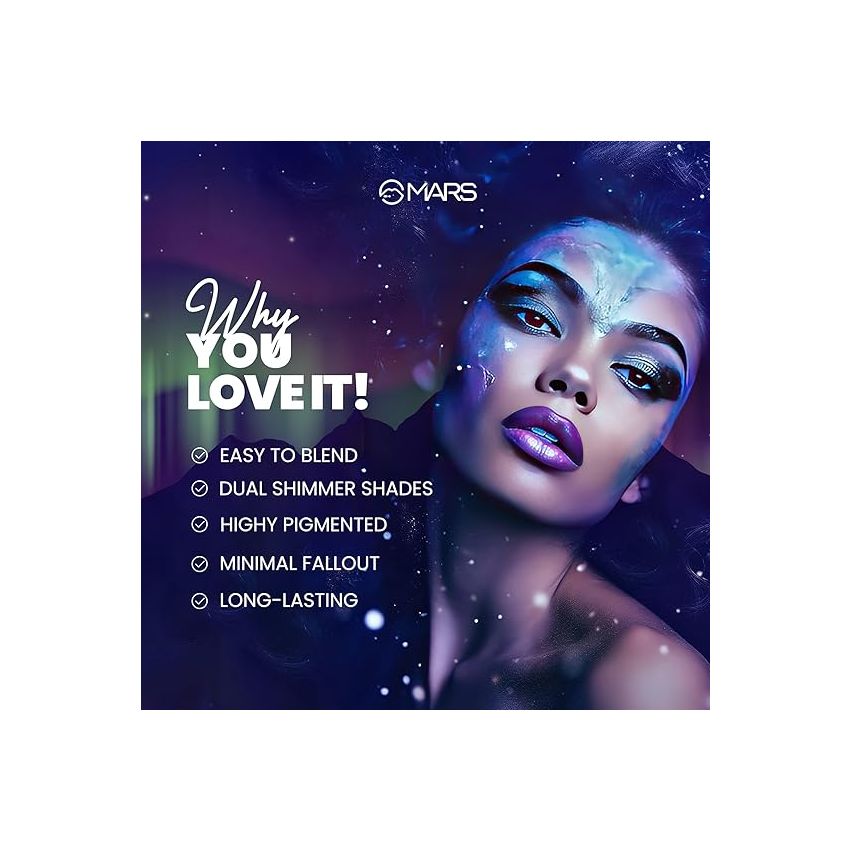 MARS Northern Lights In A Pan Shimmery Eyeshadow With Dual-Tone Shimmer Shades | Single Swipe Pigmentation | Easy To Blend | 0.5Gm | (01-Swirling Sweden), Gold