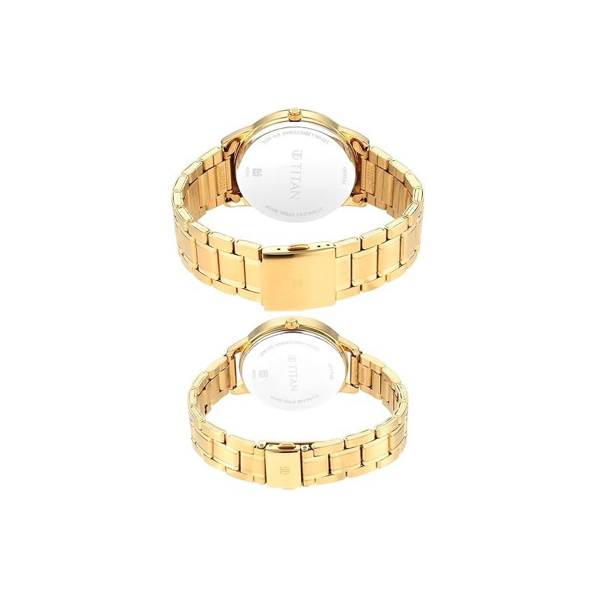 Titan Men Stainless Steel Analog Gray Dial Watch-18062617Ym01, Band Color-Gold