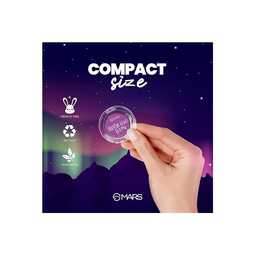 MARS Northern Lights In A Pan Shimmery Eyeshadow With Dual-Tone Shimmer Shades | Single Swipe Pigmentation | Easy To Blend | 0.5Gm | (01-Swirling Sweden), Gold