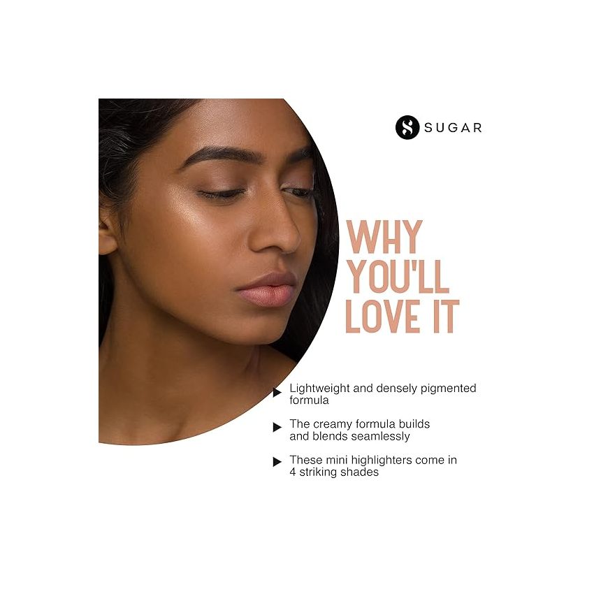 SUGAR Cosmetics Contour De Force Mini Highlighter - 02 Gold Glory (Golden Bronze) Lightweight, Easily Blendable, Illuminating Bronzer, Matte Finish