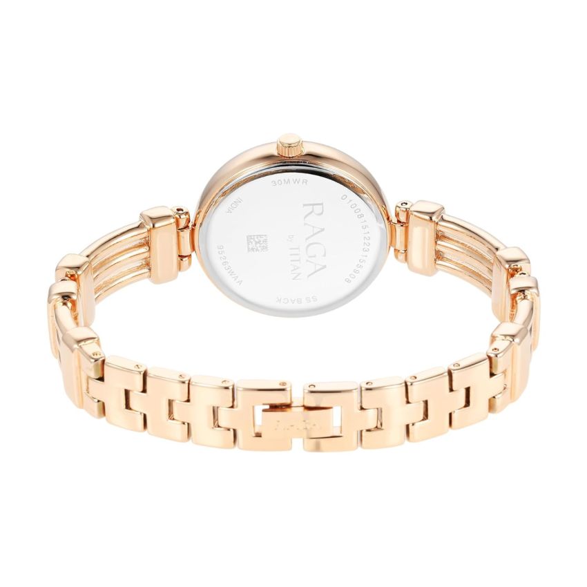 Titan Raga Showstopper Quartz Analog Rose Gold Dial Metal Strap Watch for Women-NS95263WM01/NT95263WM01