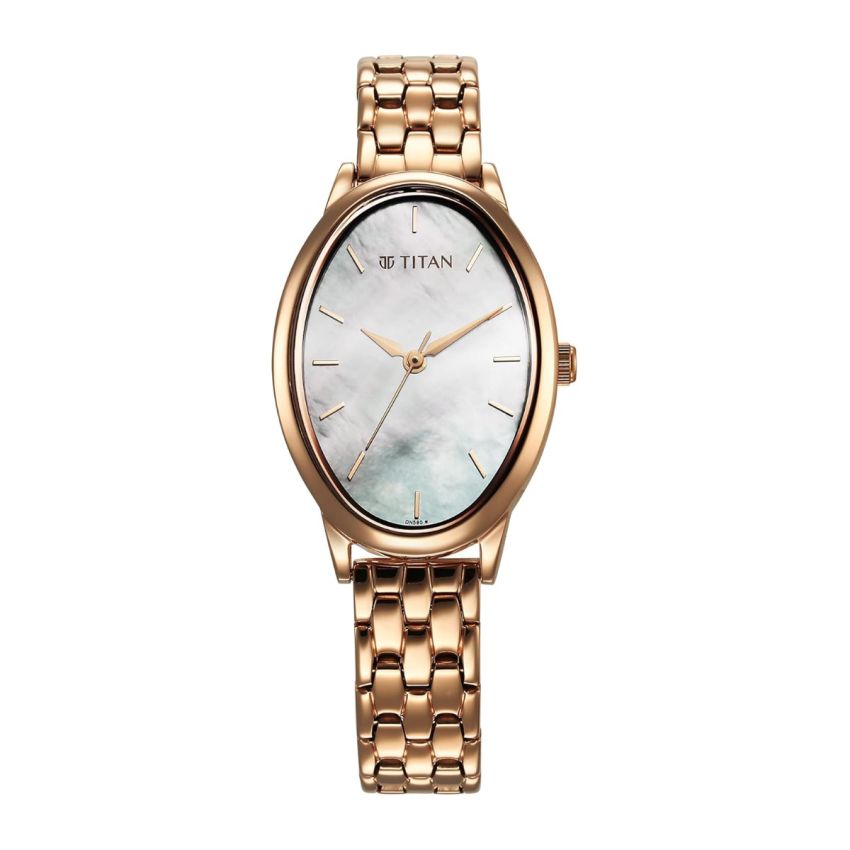 Titan Purple Secluded Quartz Analog Rose Gold Dial with Rose Gold Plating Stainless Steel Strap Watch for Women