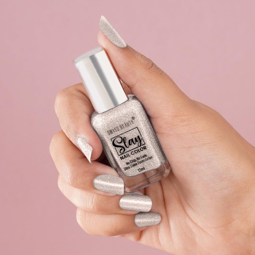 Swiss Beauty Slay Nail Color | Glossy Finish, Long Lasting Nail Paint| Chip resistant, Quick drying Nail Polish | Shade- Gold Star, 25Ml