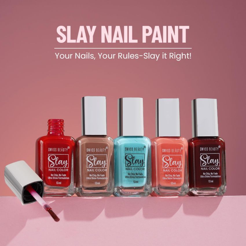 Swiss Beauty Slay Nail Color | Glossy Finish, Long Lasting Nail Paint| Chip resistant, Quick drying Nail Polish | Shade- Gold Star, 25Ml