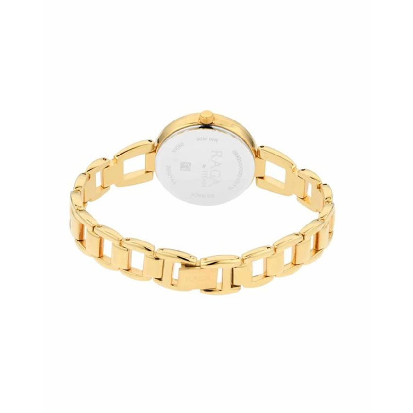 Titan Raga Viva Golden Dial Analog with Date Metal Strap Watch for Women-NS2642YM01