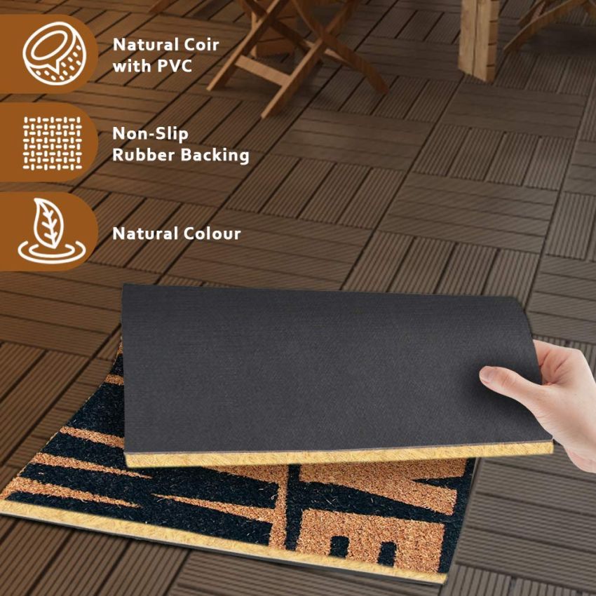 Onlymat Welcome Goodbye Dual Theme Printed Anti-Slip Rectangular Doormat Entryway Rug Natural Coir Material with PVC Backing for Outdoor Entrance Home Multipurpose Mats Floor Door Hall Drawing Room Living Room (75cm x 45cm)