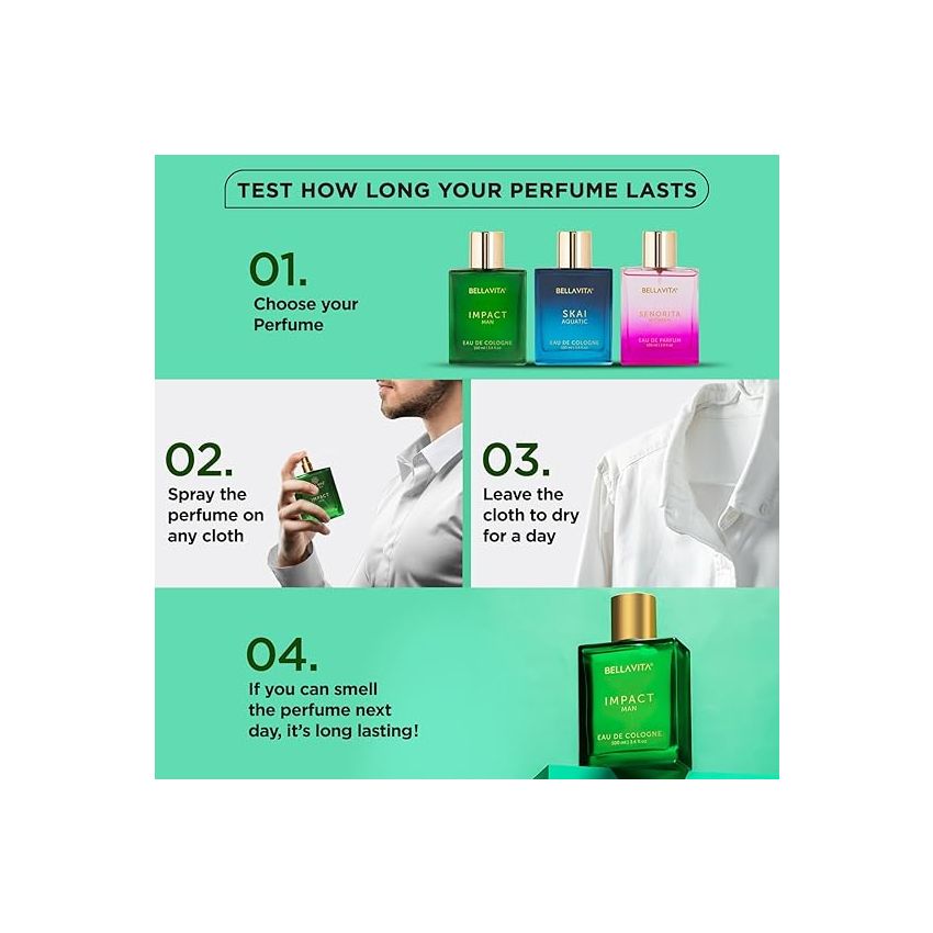 Bella Vita Luxury IMPACT MAN Eau De Cologne Perfume with Mandarin Orange, Patchouli, Cedar | Woody, Citrusy Long Lasting EDC Fragrance Scent for Men 100Ml