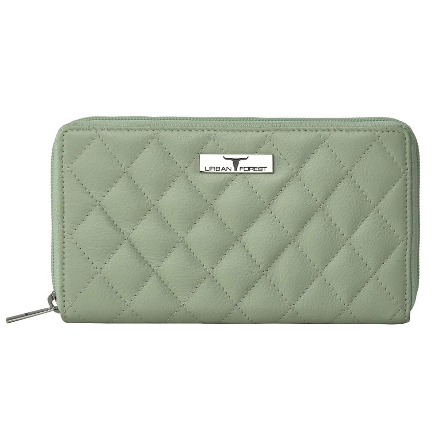 URBAN FOREST Grace Quilted Mint Green Leather Wallet/Clutch for Women