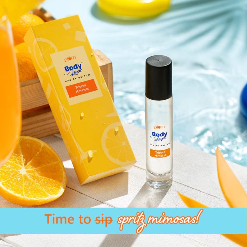 Plum BodyLovin' Trippin' Mimosas Eau De Parfum| Long Lasting & Premium Citrusy Fragrance | Luxury Perfume For Women & Men | Grapefruit, Berries & Vanilla Notes | Travel-Friendly | High On Fun (15 ml)