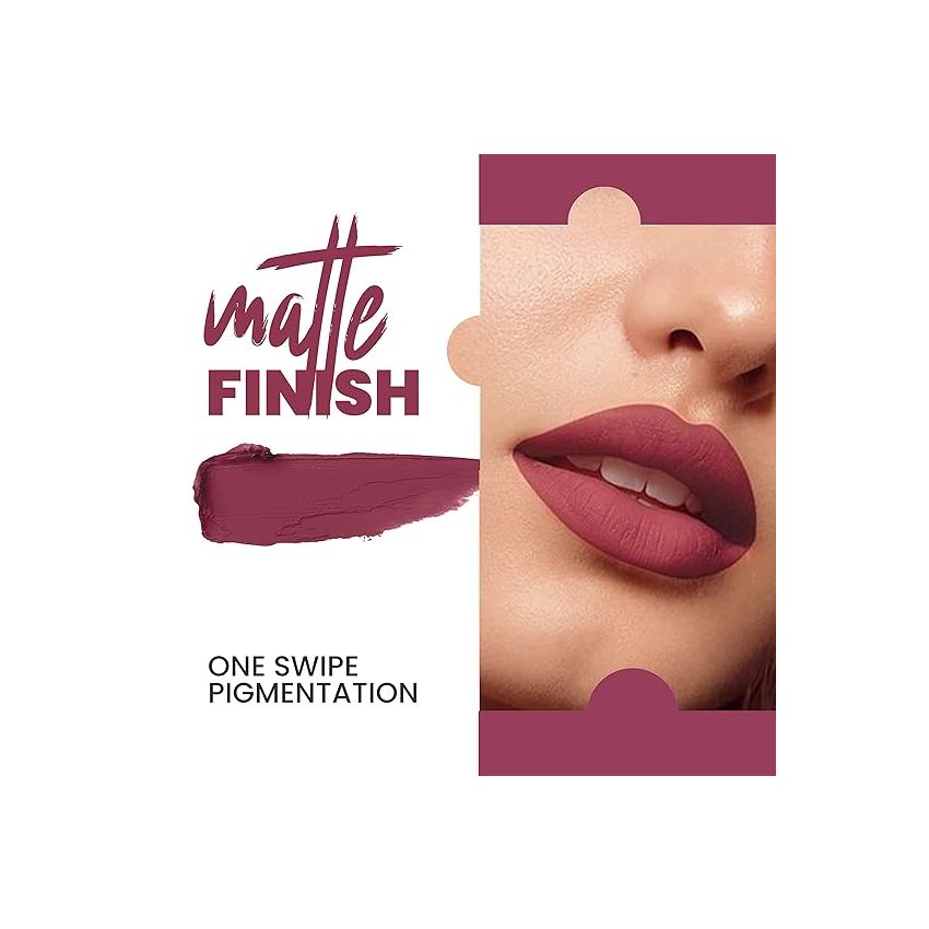 MARS Colorbum Liquid Matte Lipstick for Women | Smudge Free | Water Proof & Long-Lasting 5.5ml (18-Grapy Goa)