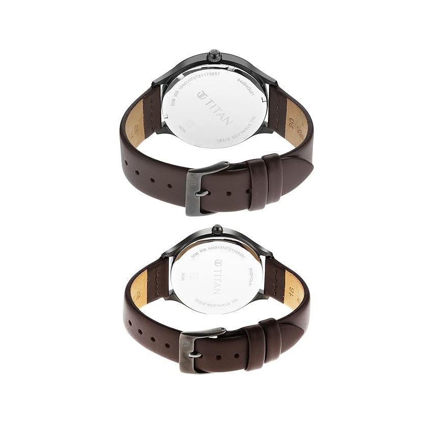 Titan Analog Green Dial Men's Watch-NP9400494204QL01/NP9400494204QL01 Genuine Leather, Brown Strap
