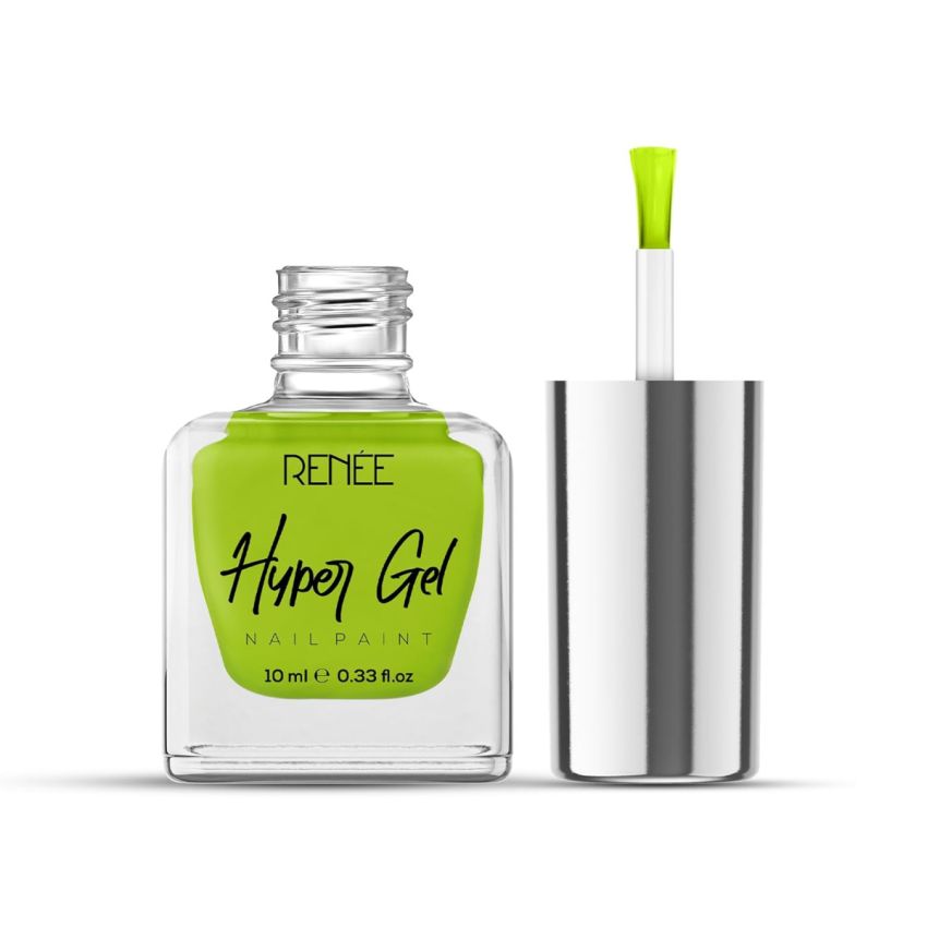 RENEE Hyper Gel Nail Paint- Lime Green 10ml | Quick Drying, Glossy Finish, Long Lasting, Chip resisting Formula with High Shine Polish | Acetone & Paraben Free
