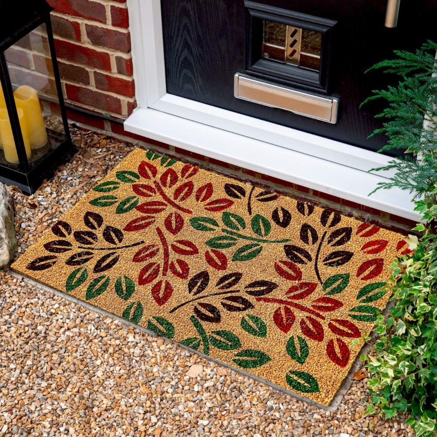 Onlymat Brown Red Green Natural Coir Doormat 75 cm x 45 cm x 1.5 cm for Main Door