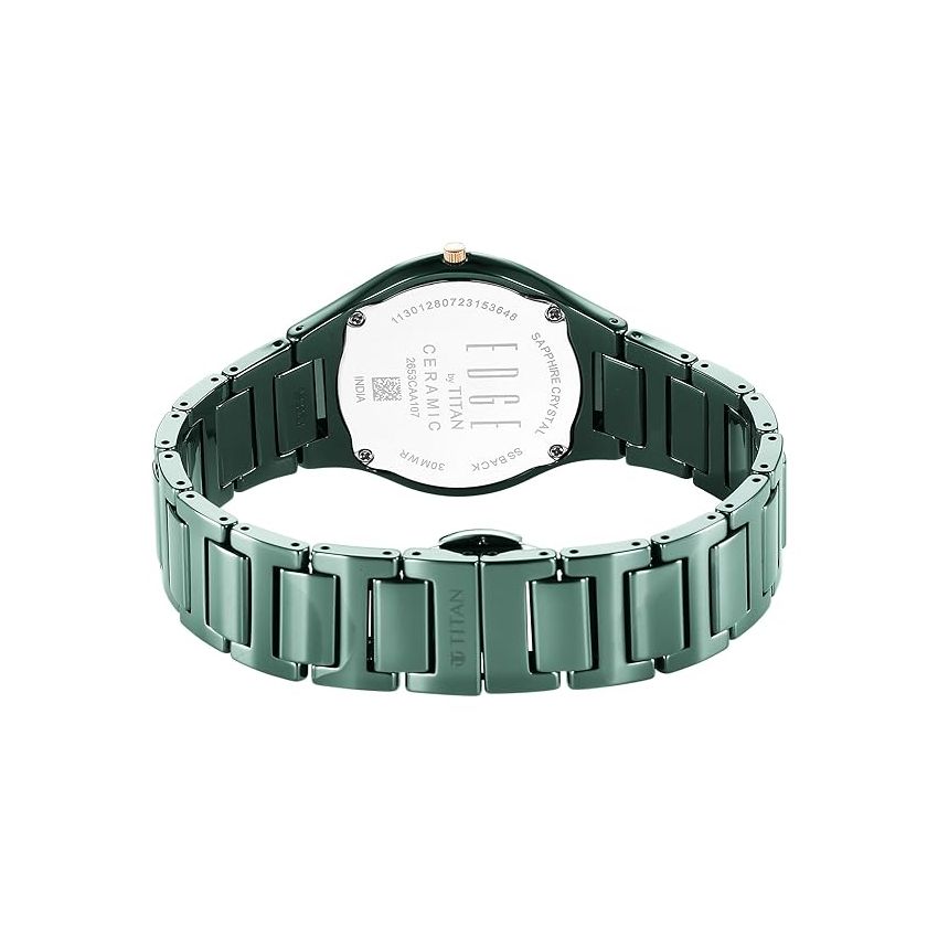 Titan Edge Ceramic Quartz Analog Green Dial Ceramic Strap Watch for Women-NS2653QC06/NT2653QC06