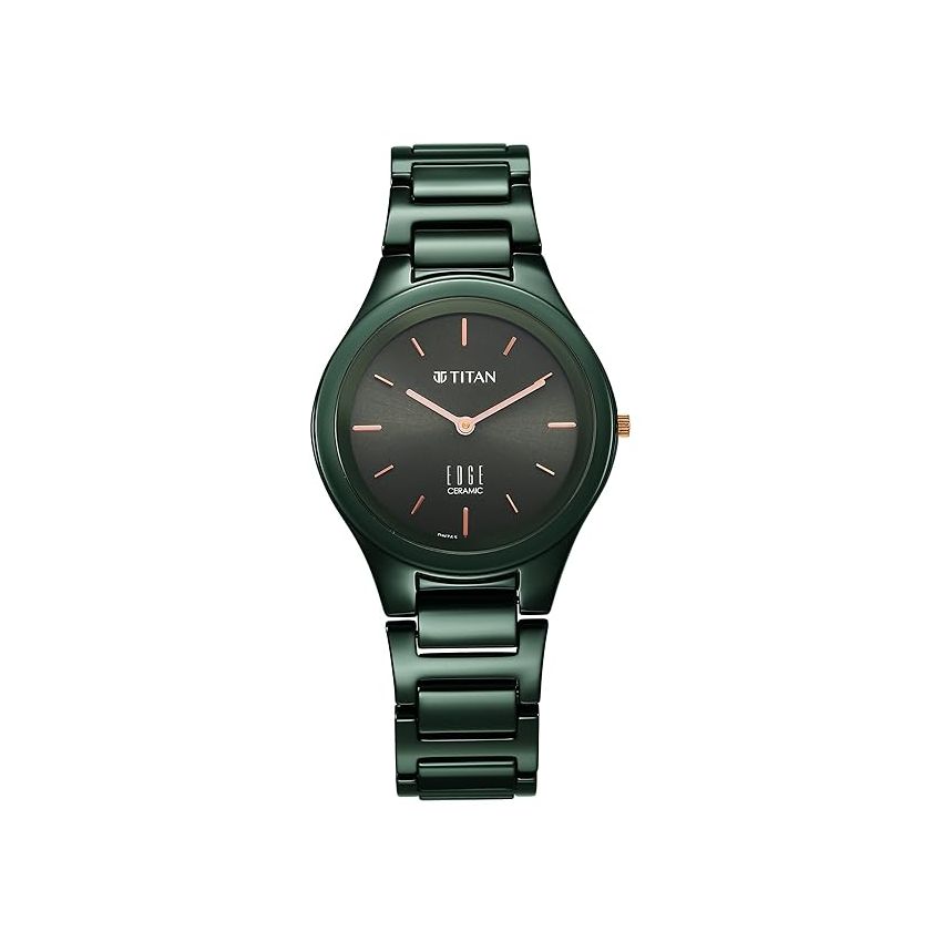 Titan Edge Ceramic Quartz Analog Green Dial Ceramic Strap Watch for Women-NS2653QC06/NT2653QC06