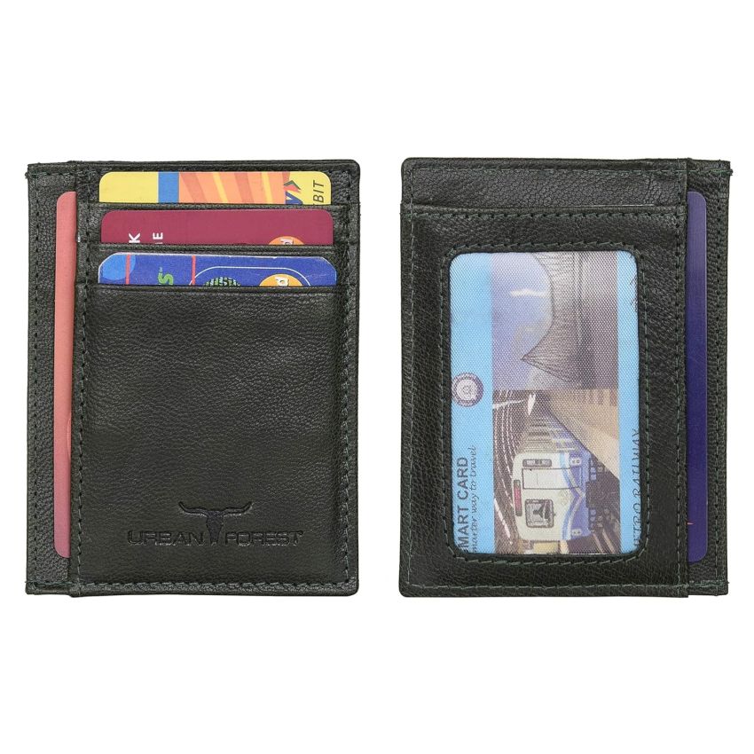 URBAN FOREST Zeus Vintage Green Leather Wallet & Green Card Holder Set for Men