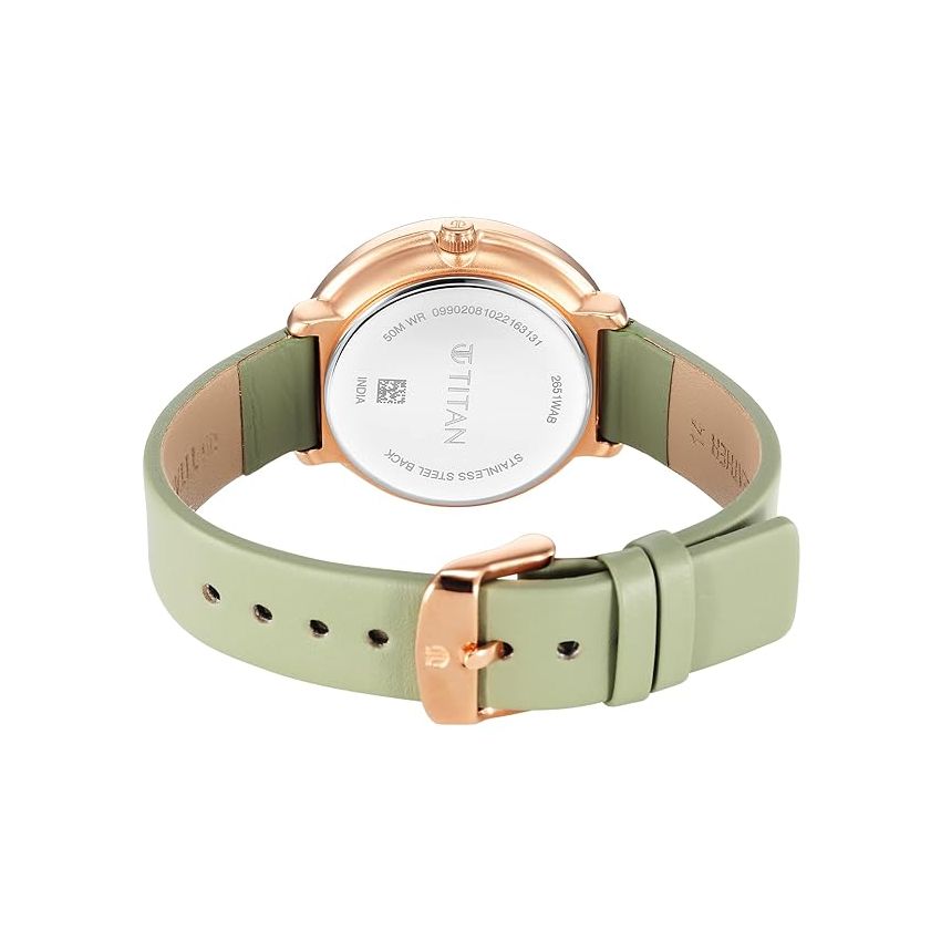 Titan Neo Quartz Multifunction White Dial Leather Strap Watch for Women-NS2651WL09