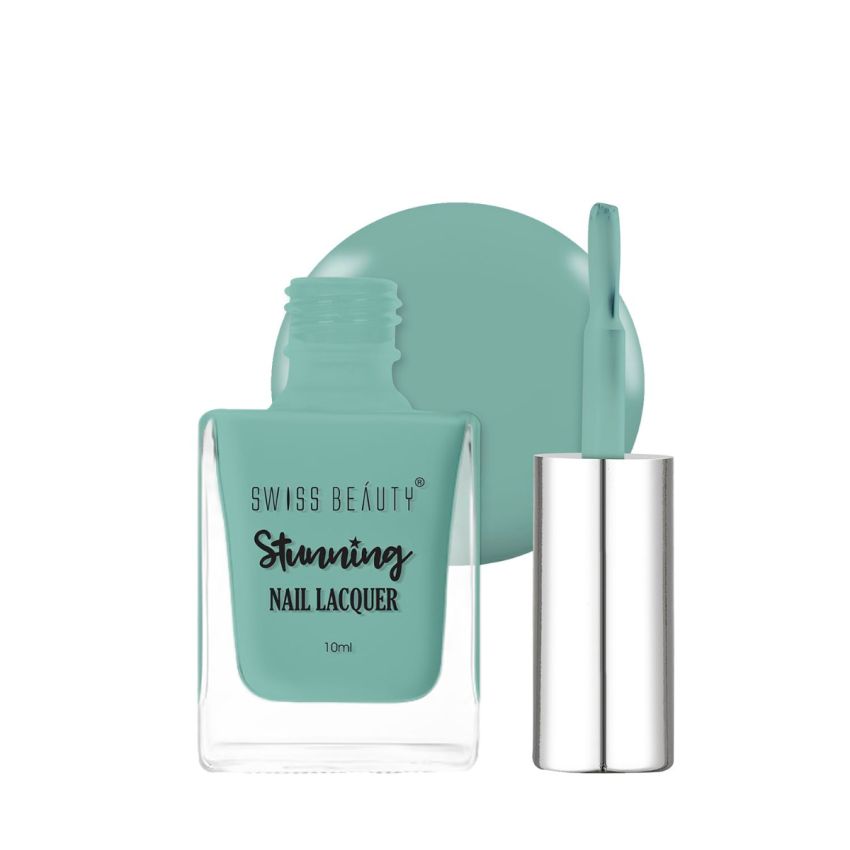 Swiss Beauty Stunning Nail Lacquer | Chip Resistant, Quick drying nail paint | Highly Pigmented with high shine Nail polish | Shade - Green Onxy, 12gm