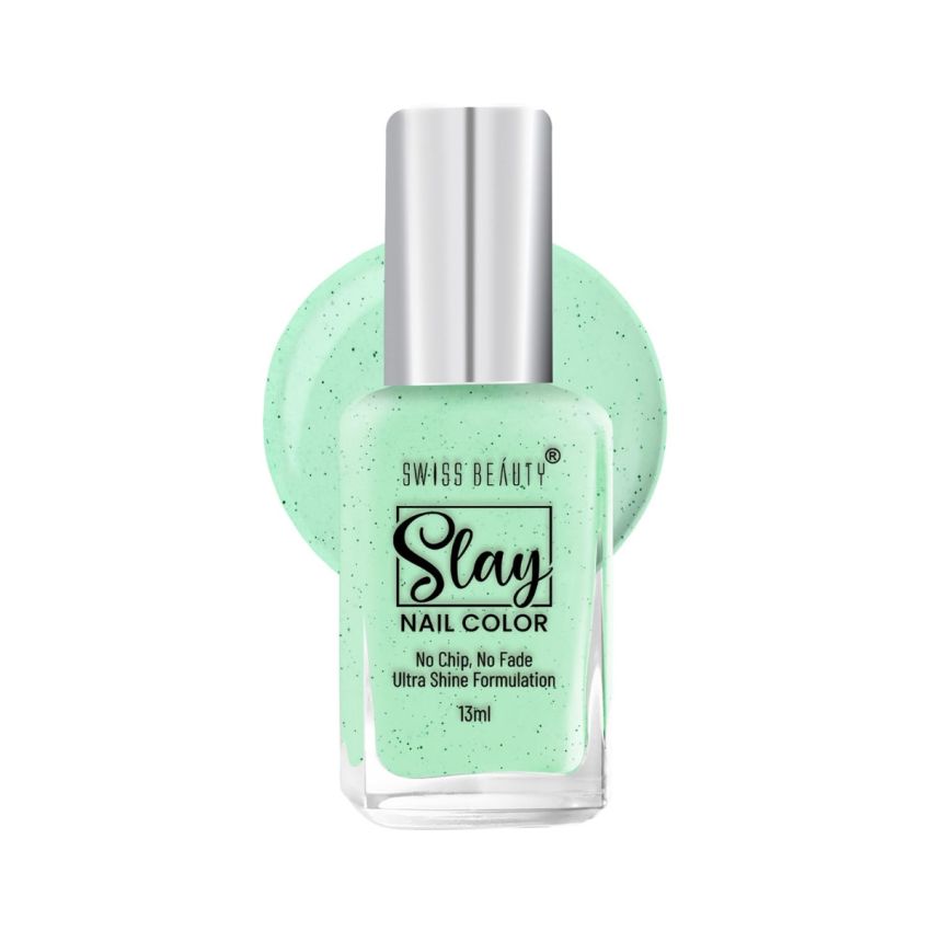 Swiss Beauty Slay Nail Color | Glossy Finish, Long Lasting Nail Paint| Chip resistant, Quick drying Nail Polish | Shade- Green Pista, 25Ml