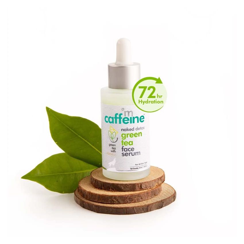 mCaffeine Green Tea Hydrating Face Serum for Glowing Skin with Vitamin C & Hyaluronic Acid | Reduces Dark Spots, Pigmentation & Prevents Sun Damage | For Men & Women | 72 Hrs Hydration | 40ml