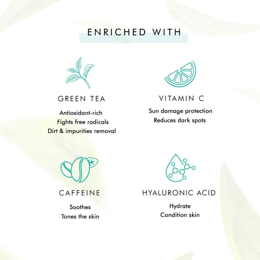 mCaffeine Naked Detox Green Tea Face Wash (Pack Of 2)| Dirt Removal | Vitamin C, Hyaluronic Acid | All Skin | Paraben & SLS Free | 100 ml