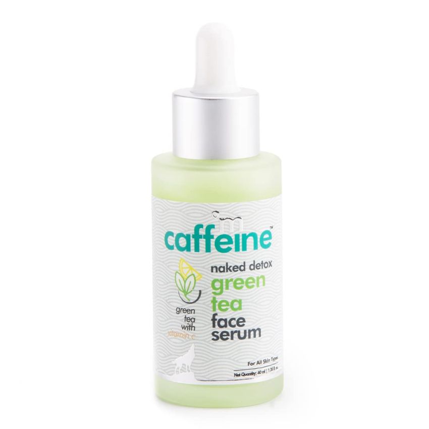 mCaffeine Green Tea Hydrating Face Serum for Glowing Skin with Vitamin C & Hyaluronic Acid | Reduces Dark Spots, Pigmentation & Prevents Sun Damage | For Men & Women | 72 Hrs Hydration | 40ml