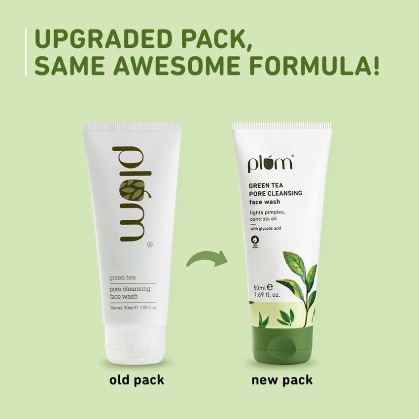 Plum Green Tea Pore Cleansing Face Wash for Oily, Acne Prone, Dry & Combination Skin | with Glycolic Acid | Fight Pimples & Control Excess Oil | Gentle Exfoliating & Non-Drying | Women & Men | 150ml