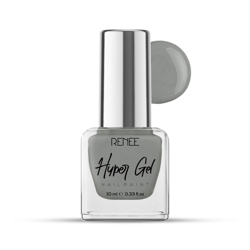 RENEE Hyper Gel Nail Paint- Sage Grey 10ml | Quick Drying, Glossy Finish, Long Lasting, Chip resisting Formula with High Shine Polish | Acetone & Paraben Free 