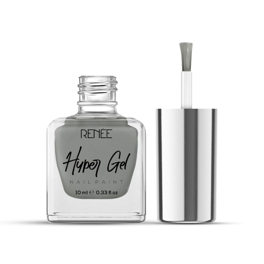 RENEE Hyper Gel Nail Paint- Sage Grey 10ml | Quick Drying, Glossy Finish, Long Lasting, Chip resisting Formula with High Shine Polish | Acetone & Paraben Free 