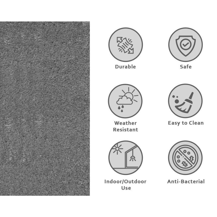 Onlymat Solid Mat (Grey, PVC, Coir, 40cm X 60cm)