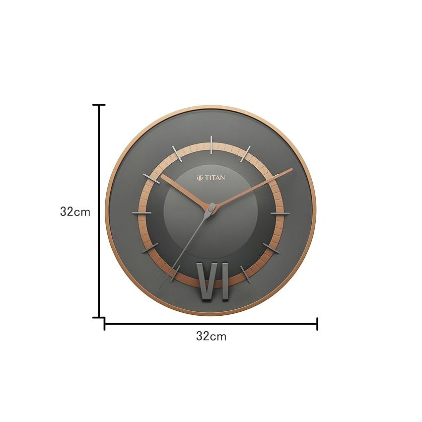 Titan Taper Series Analog Wall Clock - Gun Metal -W0087Pa01