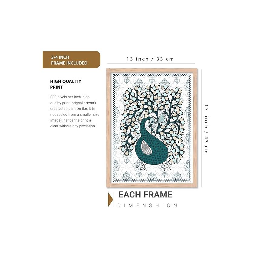 kotart Madhubani wall Art Paintings with Frame for Home Decoration - Painting for Wall Decoration - Traditional Framed Painting for Living Room Bedroom Office Decor - (13x17 inch, H)