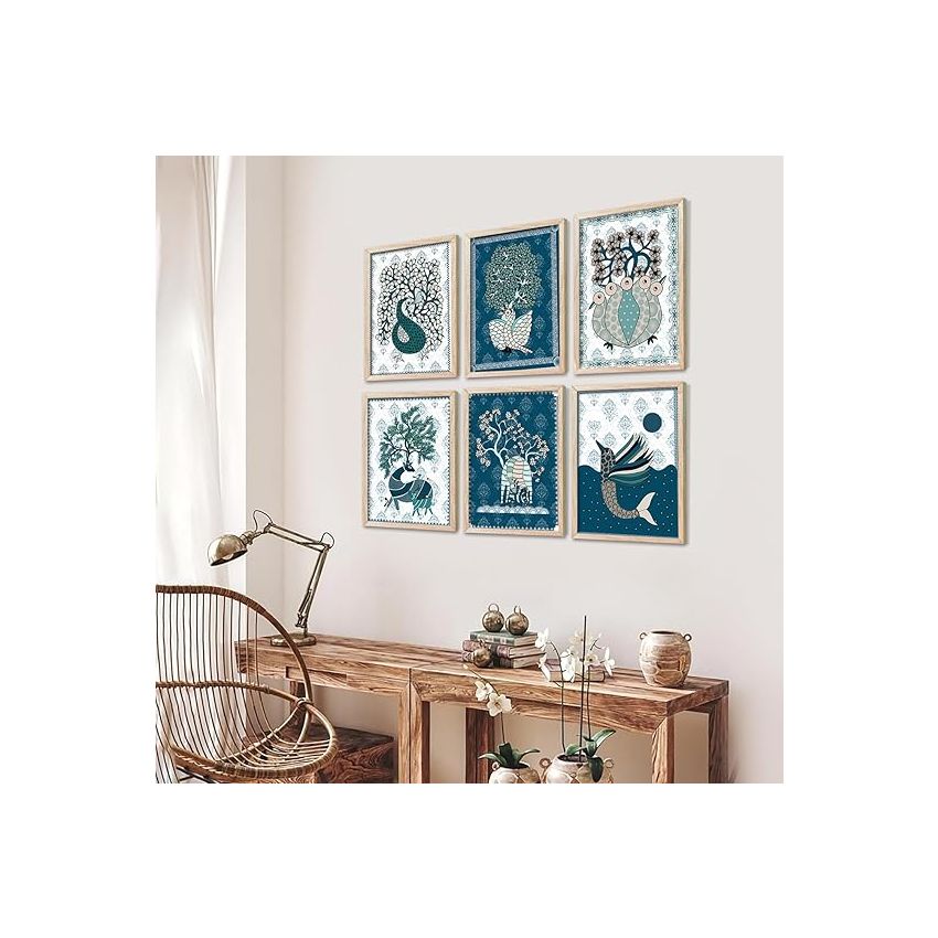 kotart Madhubani wall Art Paintings with Frame for Home Decoration - Painting for Wall Decoration - Traditional Framed Painting for Living Room Bedroom Office Decor - (13x17 inch, H)