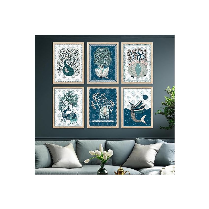 kotart Madhubani wall Art Paintings with Frame for Home Decoration - Painting for Wall Decoration - Traditional Framed Painting for Living Room Bedroom Office Decor - (13x17 inch, H)