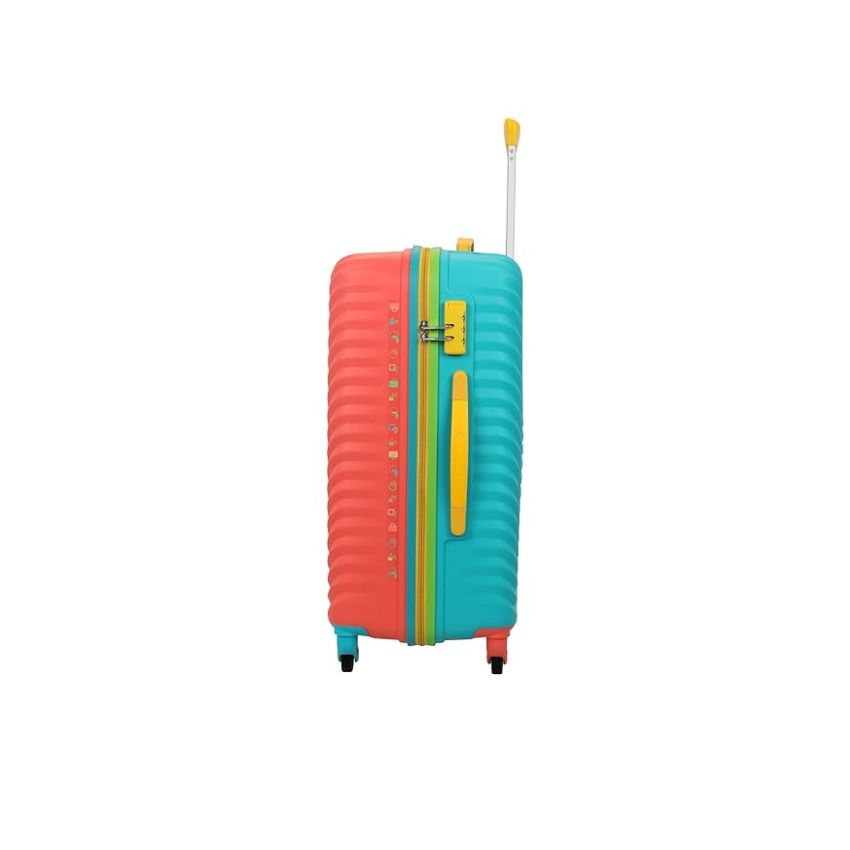 American Tourister Polypropylene (PP) Amt Splash Sp66Cm Coral/Teal Multi Color Carry-On Luggage Hard Shell 4 Spinner Wheel Luggage with Tie Down Strap & Complete Lining, H-66 Centimeters