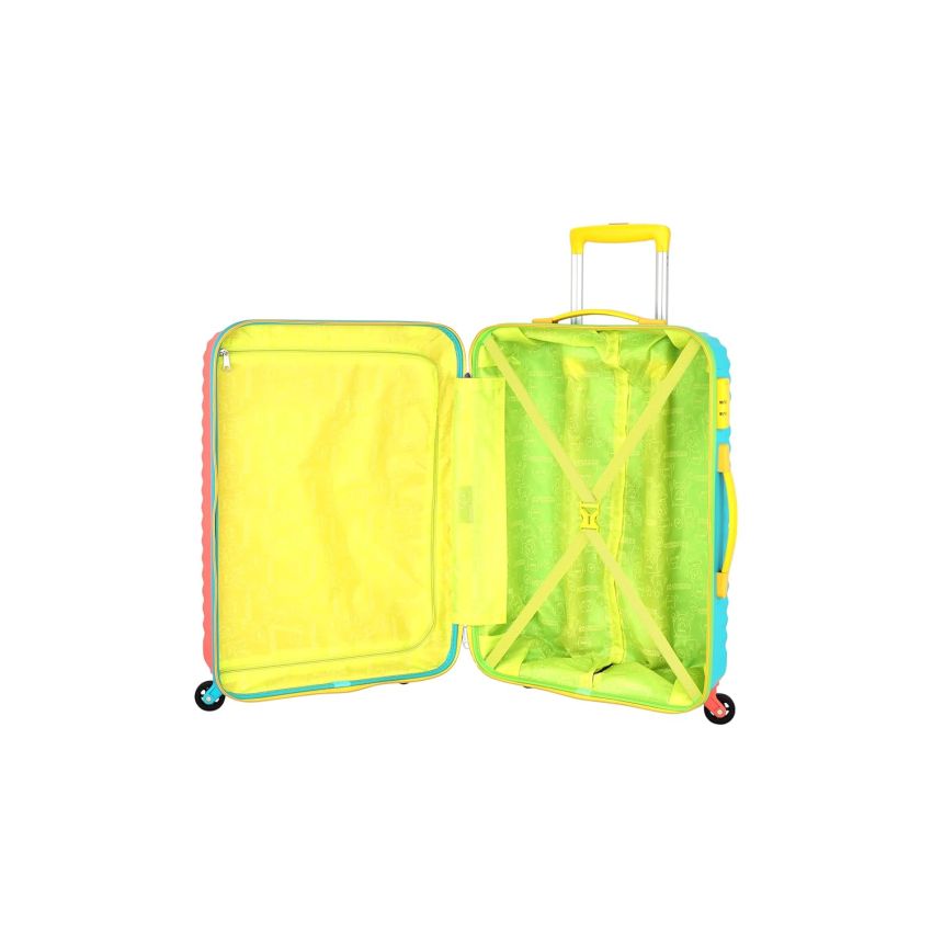 American Tourister Polypropylene (PP) Amt Splash Sp66Cm Coral/Teal Multi Color Carry-On Luggage Hard Shell 4 Spinner Wheel Luggage with Tie Down Strap & Complete Lining, H-66 Centimeters