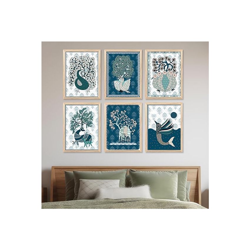 kotart Madhubani wall Art Paintings with Frame for Home Decoration - Painting for Wall Decoration - Traditional Framed Painting for Living Room Bedroom Office Decor - (10x13 inch, H)