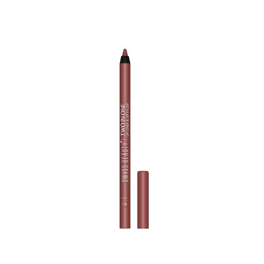Swiss Beauty 2-In-1 Creamy Matte Lip Liner + Lip Filler | Smudgeproof and waterproof | Shade- Hazelnut, 1.6g