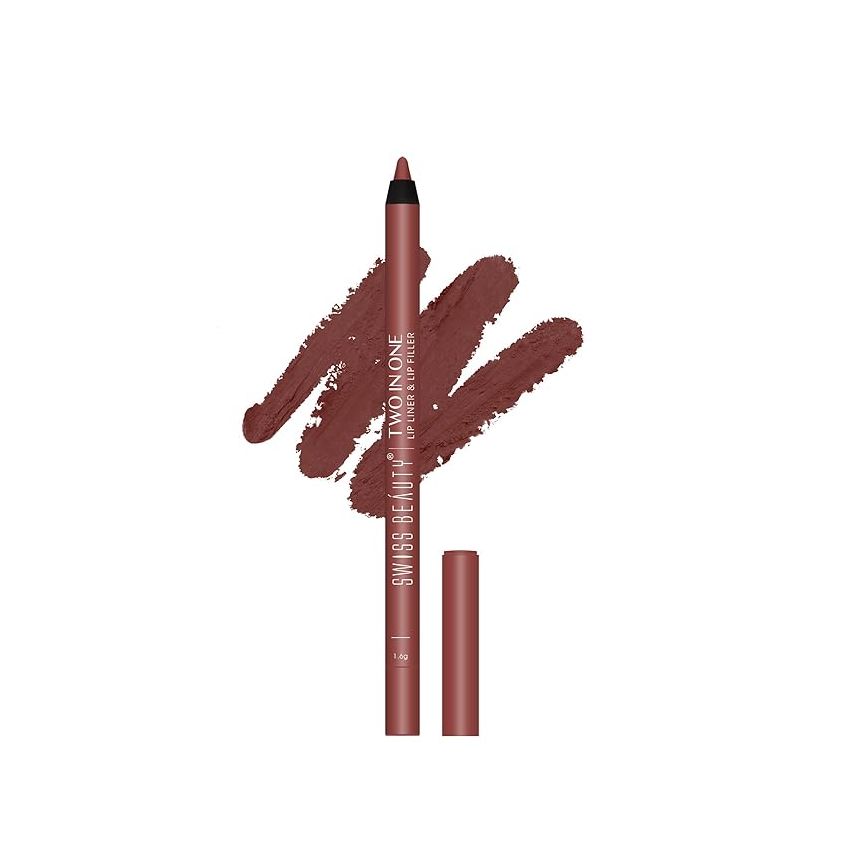 Swiss Beauty 2-In-1 Creamy Matte Lip Liner + Lip Filler | Smudgeproof and waterproof | Shade- Hazelnut, 1.6g