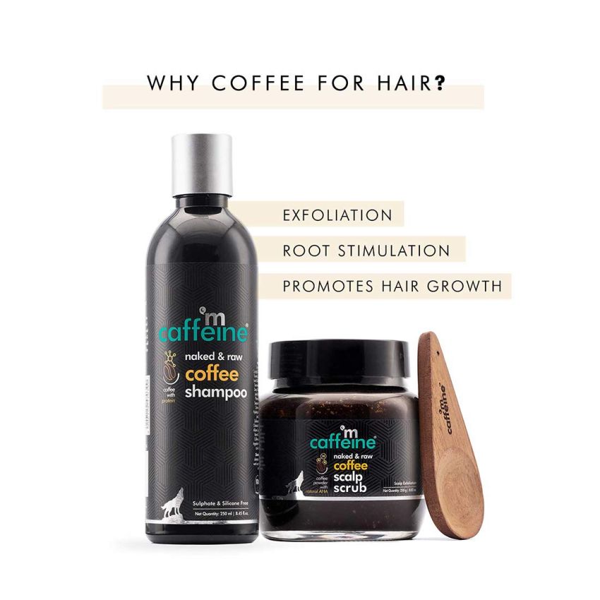mCaffeine Coffee Deep Cleansing Hair Care Duo with Protein, Natural AHA & Argan Oil | Shampoo, Scalp Scrub | All Hair Types | Sulphate & Silicone Free