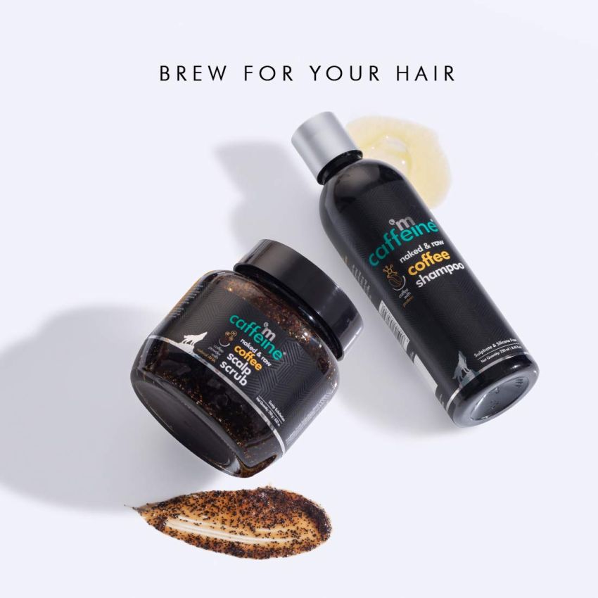 mCaffeine Coffee Deep Cleansing Hair Care Duo with Protein, Natural AHA & Argan Oil | Shampoo, Scalp Scrub | All Hair Types | Sulphate & Silicone Free