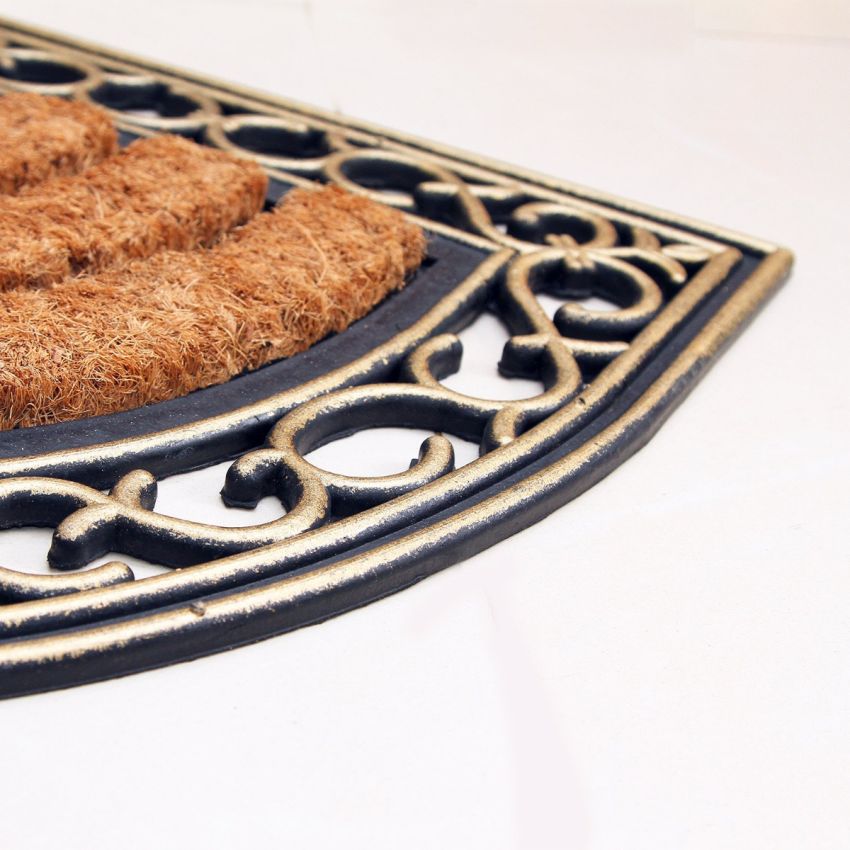 Onlymat Non-Slip Half Round Rubber Moulded Coir Mat, 40x60cm,Anti-Slip