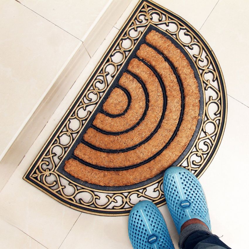 Onlymat Non-Slip Half Round Rubber Moulded Coir Mat, 40x60cm,Anti-Slip