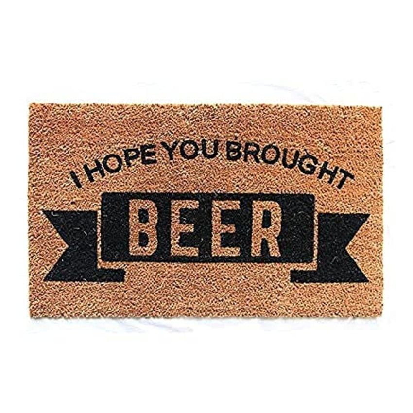  Onlymat Natural Coir Material Funny Printed Anti-Slip Rectangular Shaped Entryway Doormat with PVC Backing for Multipurpose Entrance, Home, Hall, Drawing Room, Living Room (Black, Brown, 75cm x 45cm)