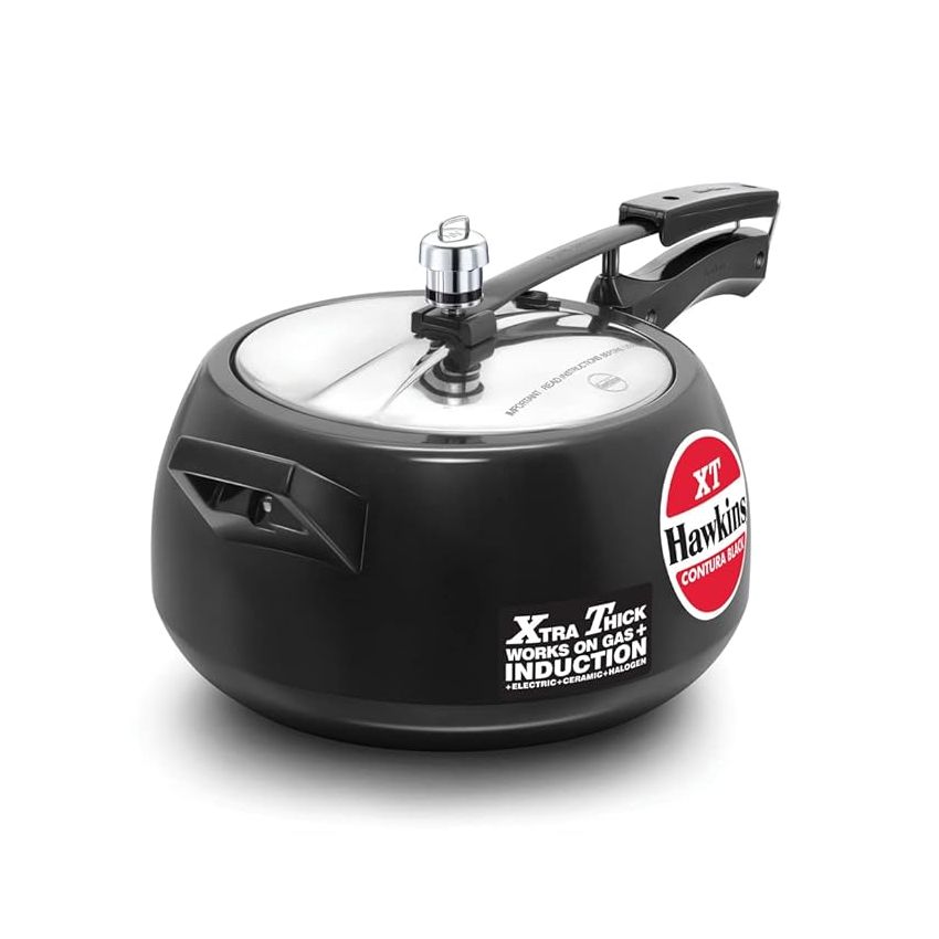 Hawkins 5 Litre Contura Black XT Pressure Cooker, Hard Anodised Inner Lid Cooker, Induction Cooker, Handi Cooker, Black (CXT50)